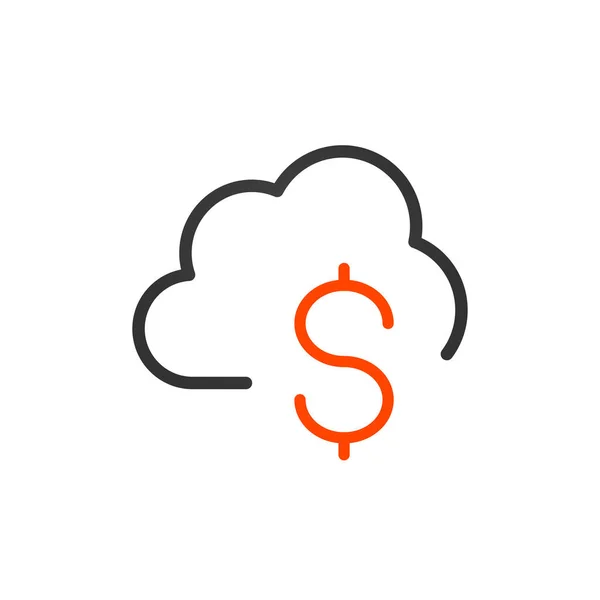 Cloud money line icon. Dollar symbol, coin, cost. Finance concept. Can be used for topics like business, finance management, mining.