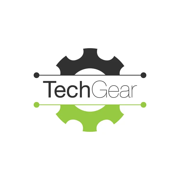 Gearlogo siluet tasarım şablonu. Düz yeşil ve siyah tarzı basit sembol kavramı . Beyaz arka planda yalıtılmış stok vektör çizimi.