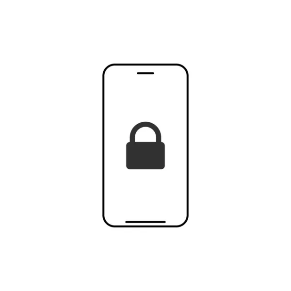 Icône de ligne de sécurité mobile. Smartphone avec cadenas signe de style linéaire pour concept mobile et web design. icône vectorielle de contour de verrouillage téléphonique. Illustration vectorielle isolée sur fond blanc . — Image vectorielle