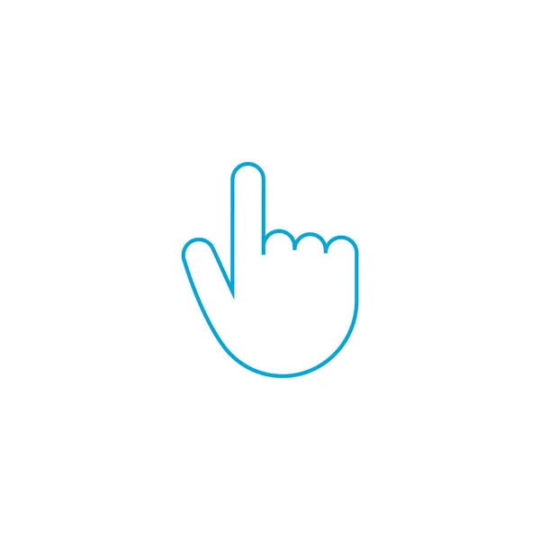 Haga clic en icono de mano. Presione o empuje el signo de puntero. Icono lineal. Stock Ilustración vectorial aislada sobre fondo blanco — Vector de stock