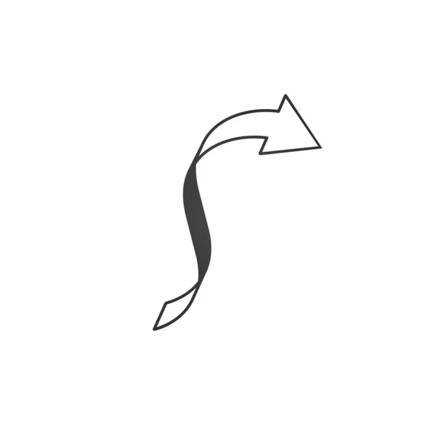 Astratto nastro 3d come freccia in prospettiva con ombra, mostra la direzione. Illustrazione vettoriale isolata su sfondo bianco . — Vettoriale Stock