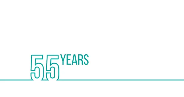55歳の誕生日または誕生日。線形アウトライングラフィックス。印刷材料、パンフレット、カバー、レポートに使用できます。白を基調としたストックベクトルイラスト — ストックベクタ