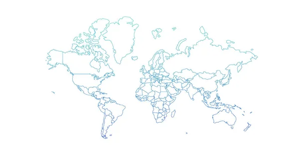 Вектор карты мира, изолированный на белом фоне. Может быть использована для аннотации, инфографики. Высокодетализированные страны с границами . — стоковый вектор