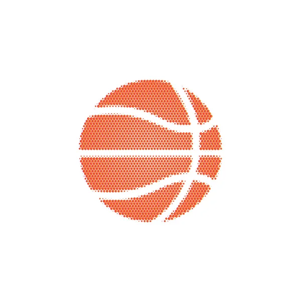 Meio-tom de bola de basquete em um fundo branco. Pontos de basquetebol estilizados. Ilustração vetorial — Vetor de Stock