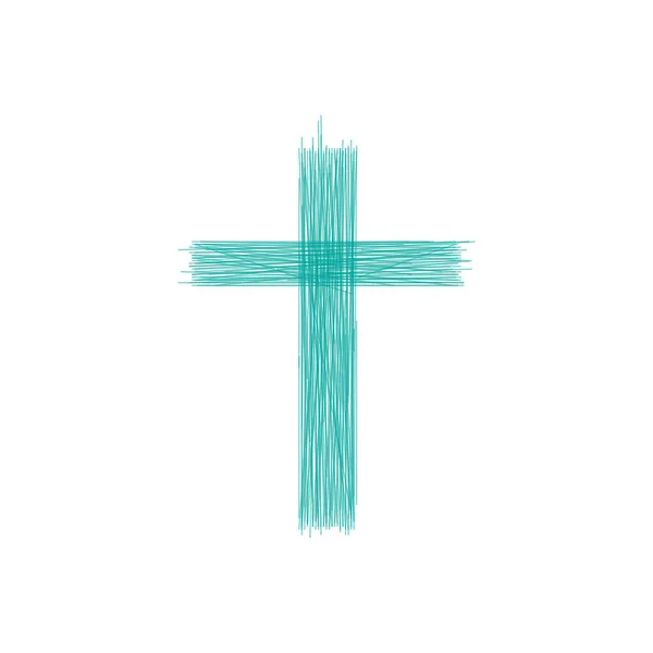 Hand getrokken Kruis. Grunge Cross. Cross gemaakt met potlood. Lijn kruis. Vector illustratie geïsoleerd op witte achtergrond. — Stockvector