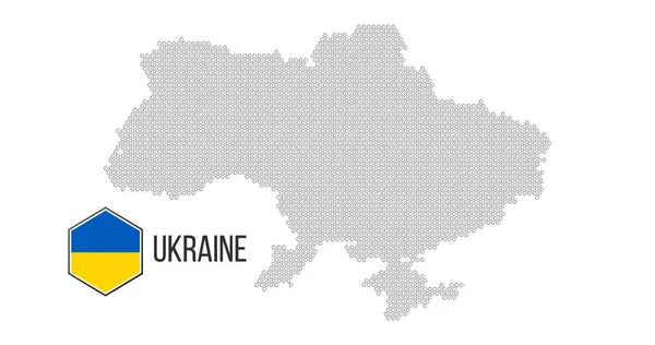 Soyut altıgen deseninden yapılmış Ukrayna ülke haritası, beyaz arkaplanda izole edilmiş Vektör illüstrasyonu — Stok Vektör