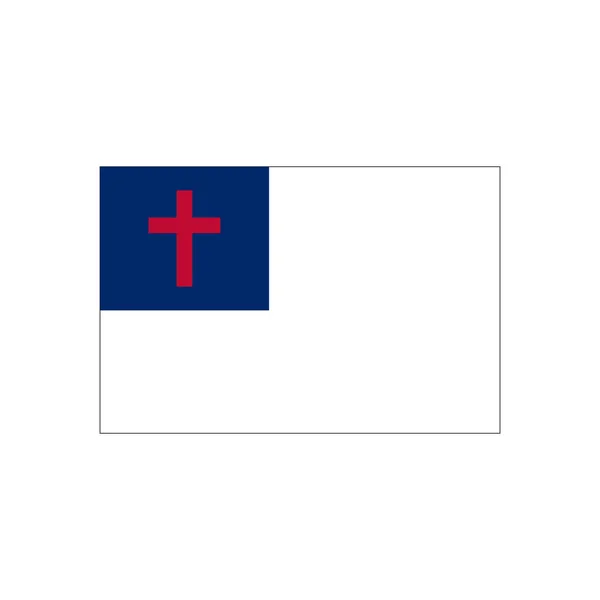 Een illustratie van de christelijke geloofsvlag. Witte vlag met rood kruis op blauw. Stock Vector illustratie geïsoleerd op zwarte achtergrond. — Stockvector