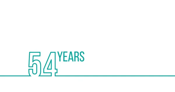 54歳の誕生日または誕生日。線形アウトライングラフィックス。印刷材料、パンフレット、カバー、レポートに使用できます。白を基調としたストックベクトルイラスト — ストックベクタ