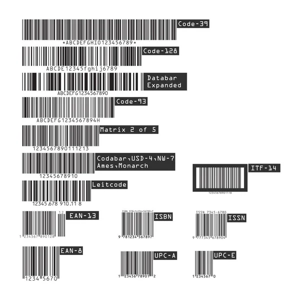 Zakelijke barcodes en Qr-codes geïsoleerd op witte achtergrond. Vectorillustratie. — Stockvector