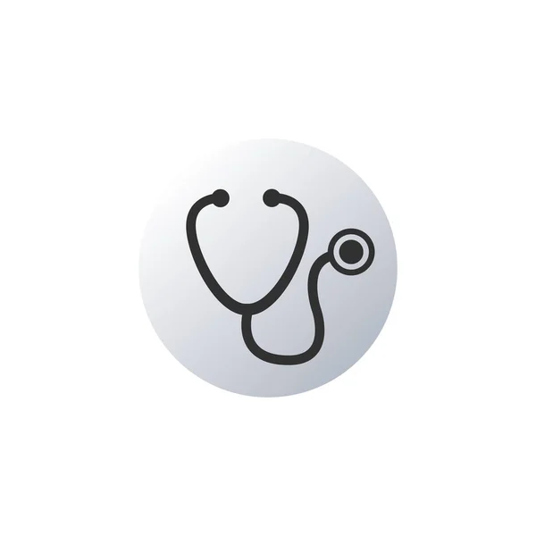 Stetoscope pictogram in cirkel, medische symbool dunne lijn pictogram voor web en mobiele minimalistisch plat ontwerp. Vector illustratie geïsoleerd op witte achtergrond — Stockvector