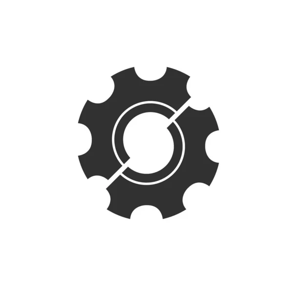 Halbgang-Logo-Design, Reparaturkonzept, gebrochenes Rad. Vektor-Illustration isoliert auf weißem Hintergrund. — Stockvektor