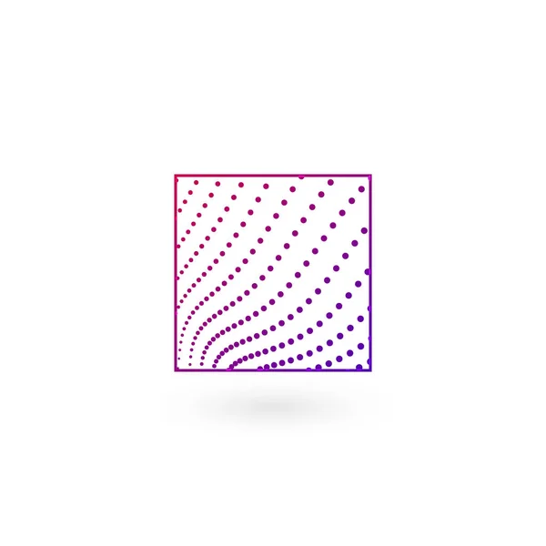 Logotipo conceptual de línea de puntos ondulados abstractos en forma cuadrada. Perfecto para el logotipo de su empresa o presentaciones. Stock Ilustración vectorial aislada sobre fondo blanco — Vector de stock