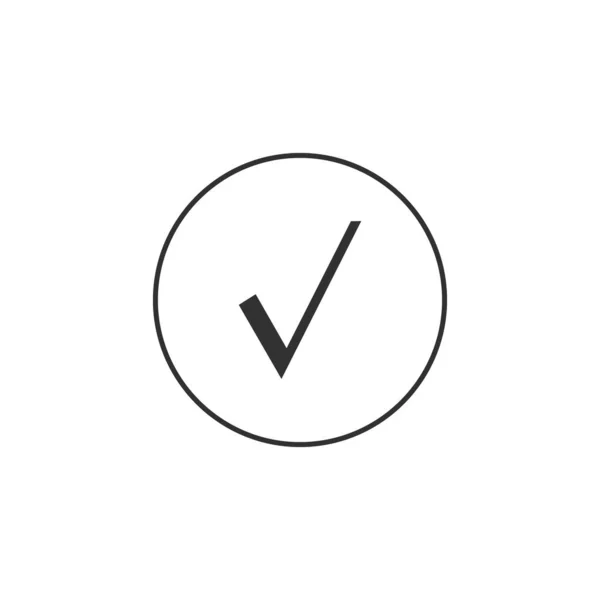 Marca o elemento do sinal. ícone de marca de seleção no círculo isolado no fundo branco. Design gráfico de marca simples. Botão OK para votação, decisão, web. Símbolo de correto, cheque, aprovado. Ilustração vetorial — Vetor de Stock