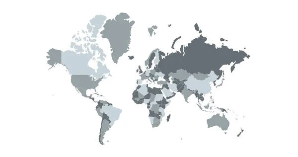 Vector de mapa del mundo, aislado sobre fondo blanco. Puede ser utilizado para el informe anual, infografías. Países Alto Detallado con fronteras . — Vector de stock