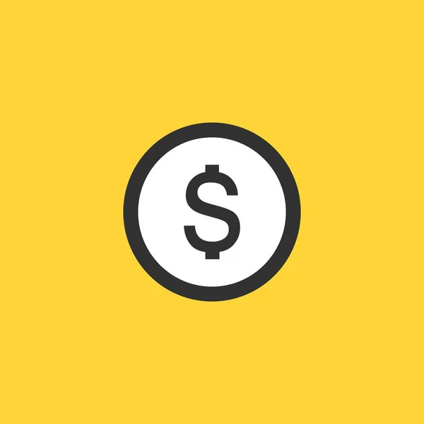 Pengar ikonen, dollarn symbol i cirkel. kontanter eller mynt illustration. valuta finansiella ikonen. Vektorillustration isolerade på gul bakgrund. — Stock vektor