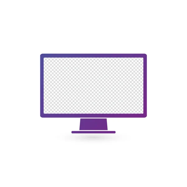 Монитор ПК, иконка компьютер экран плоский стиль на белом фоне, стильные векторные иллюстрации для веб-дизайна . — стоковый вектор