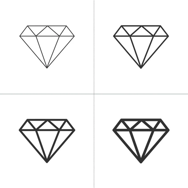 Diamond kontur ikon set, modern minimal platt design stil, tunn linje vektor illustration med redigerbar stroke. Stock Vector illustration isolerad på vit bakgrund — Stock vektor