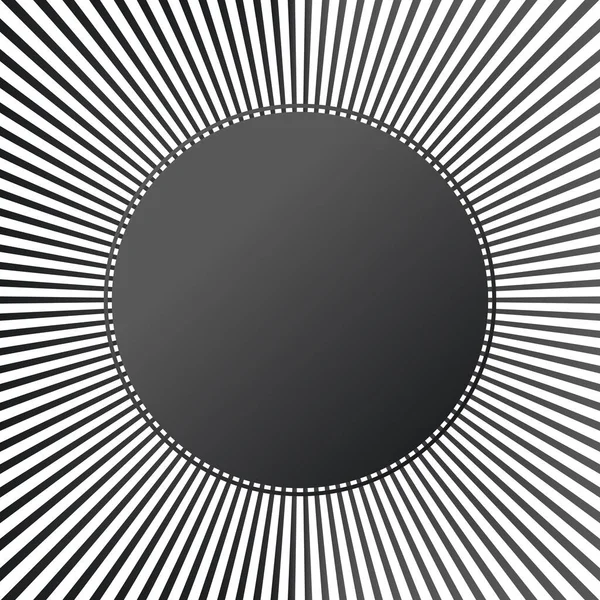 Sinar matahari musim panas yang indah hitam dan putih, matahari bersinar latar belakang dengan lingkaran untuk teks Anda. Ilustrasi vektor stok - Stok Vektor