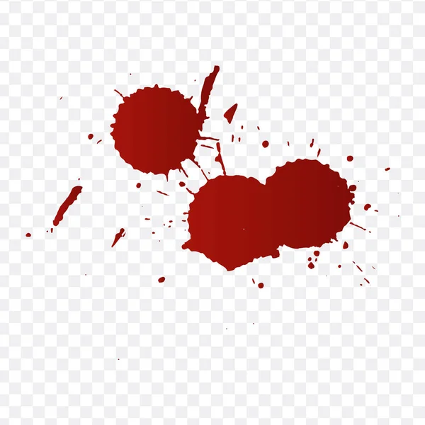 Schizzi di sangue realistici e gocce di sangue vettore impostato. Spruzza l'inchiostro rosso. illustrazione vettoriale isolata su sfondo trasparente . — Vettoriale Stock