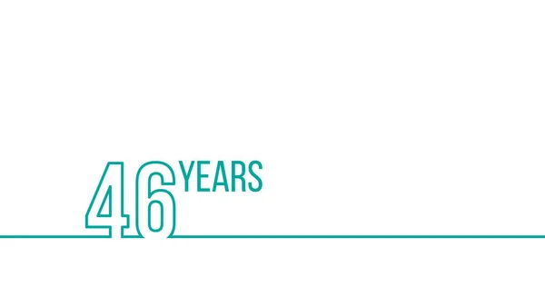 46 주년 또는 생일. 선형 윤곽선 그래픽. 인쇄 재료, 브루셔, 커버, 보고서에 사용할 수 있습니다. 스톡 벡터 일러스트레이션, 흰색 배경에서 격리 — 스톡 벡터