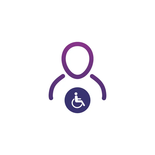 User icon with wheel chair. Stock vector illustration isolated on white background. — Stock Vector