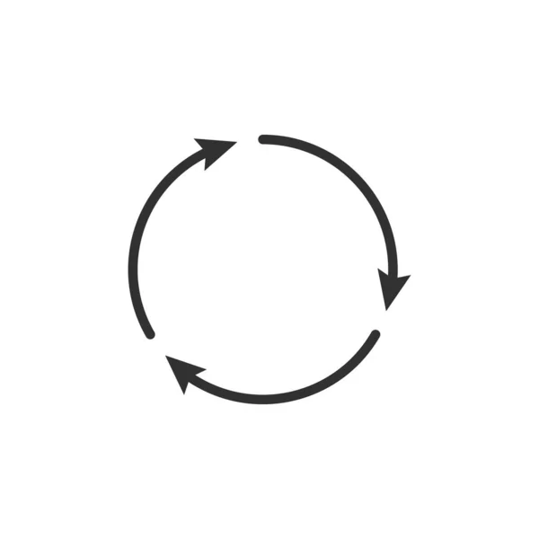 Tre frecce circolari in senso orario icona nera. illustrazione vettoriale isolata su sfondo bianco . — Vettoriale Stock