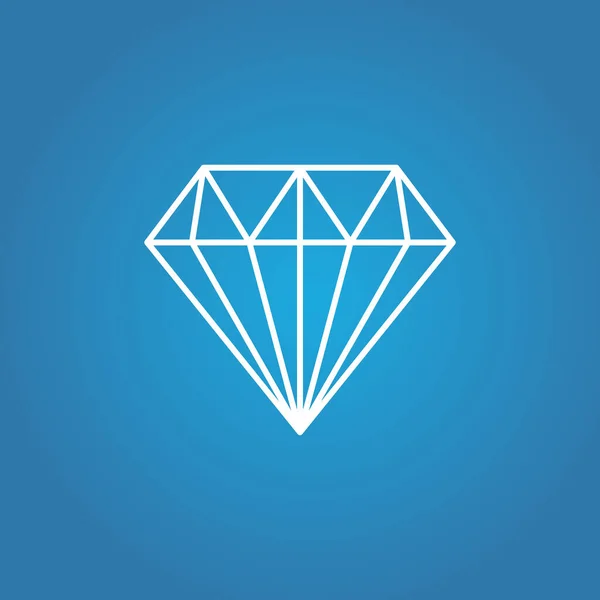 Diamond kontur ikon, modern minimal platt design stil, tunn linje vektor illustration isolerad på blå bakgrund — Stock vektor