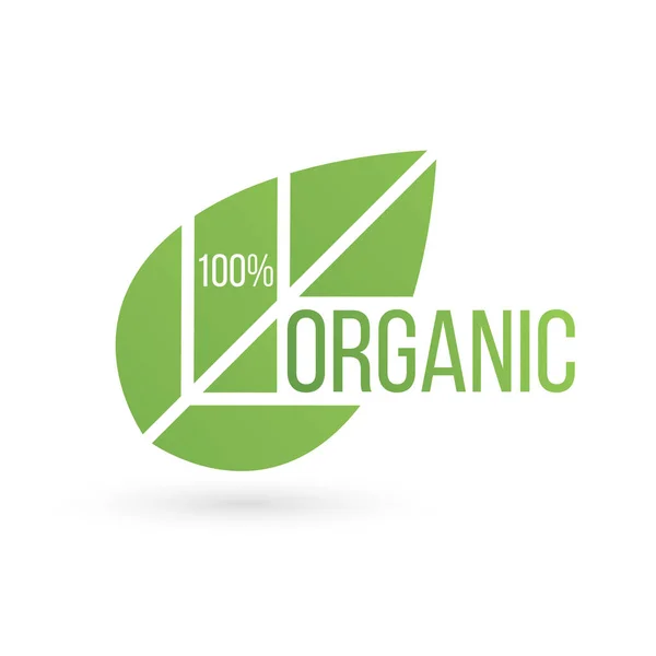 Producto bio, emblema ecológico de la hoja, pegatina o logotipo. Ilustración vectorial aislada sobre fondo blanco . — Vector de stock