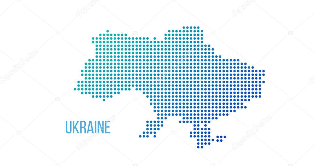 Ukraine country map made from abstract halftone dot pattern, Vector illustration isolated on white background