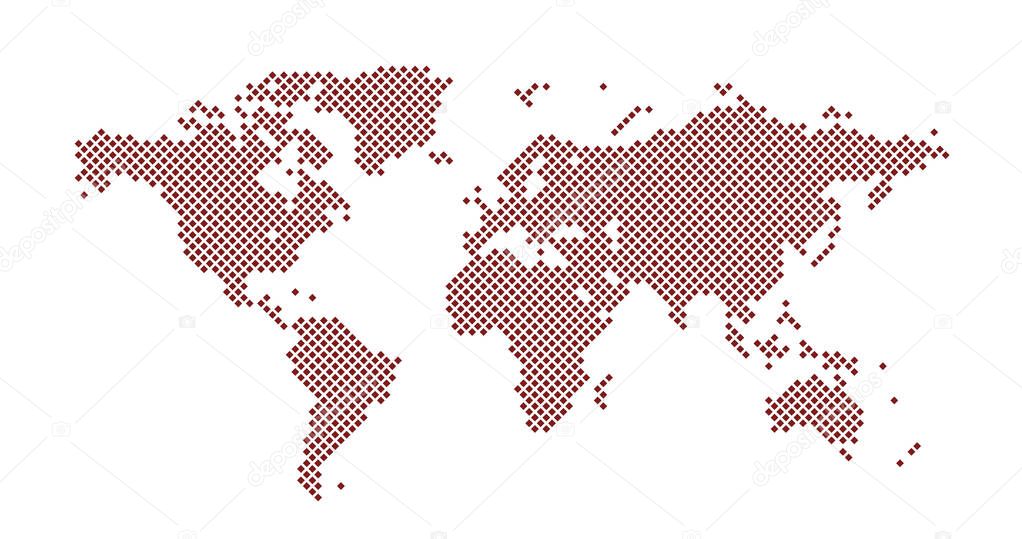 World map square dotted style, vector illustration isolated on white background.