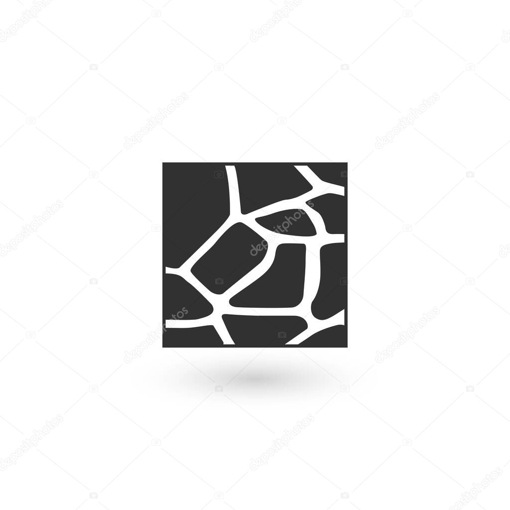 Giraffe skin square logo template. Vector illustration isolated on white background.