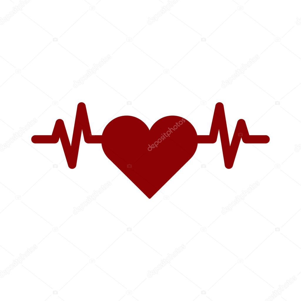 Heartbeat Echocardiography Cardiac exam, heart and heartbeat icon. Stock vector illustration isolated on white background.