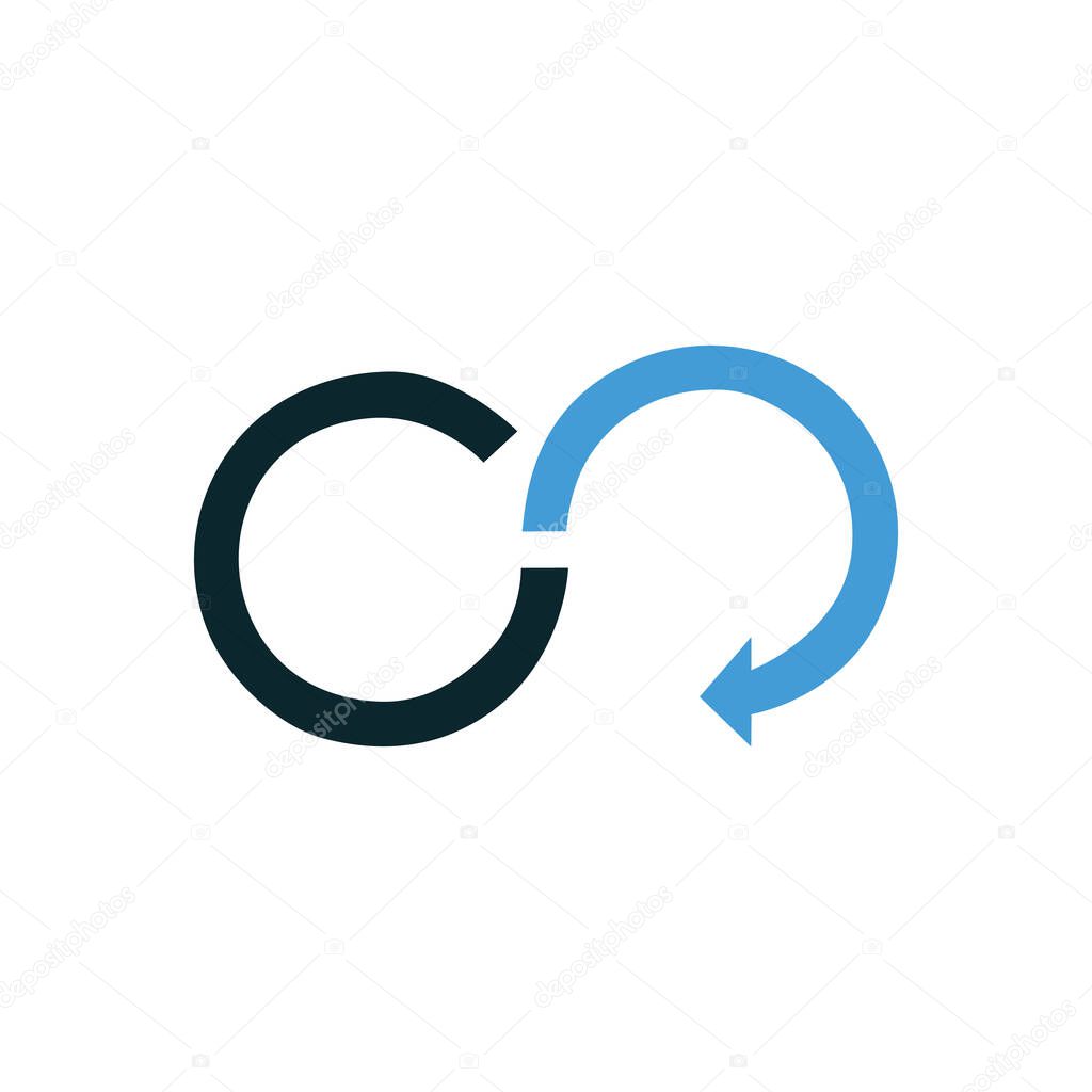 Blue Infinity arrow Vector Logo Template Illustration Design. Vector illustration isolated
