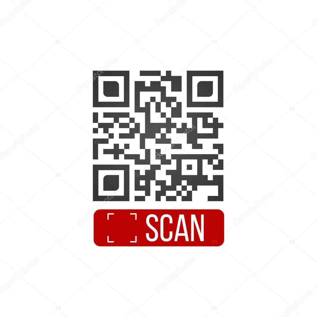 QR code button application with scan me sign icon template. App for web and mobile systems interface. vector illustration isolated on white