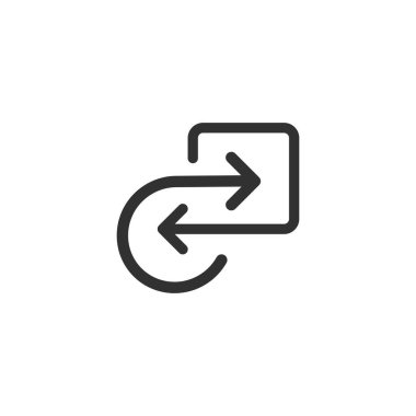 Kare ok açıklamasıyla tekrarlanan işlem simgesi. İkon, yenilenebilir enerji, geri dönüşüm, tekrarlanabilir endüstri ve iş süreçlerini yansıtıyor. Vektör illüstrasyonu beyaz arkaplanda izole edildi.