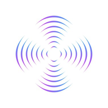 Dönen pervane için simetrik geometrik süslemeli desen. Eğim çemberi çizgileri. 3D optik illüzyon etkisi. Vektör illüstrasyonu beyaz arkaplanda izole edildi.