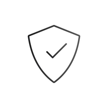 Düz stil işaretli doğrusal kalkan. Vektör illüstrasyonu beyaz arkaplanda izole edildi.