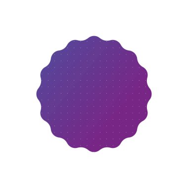 Gradyan mor rozet ya da noktalı etiket şablonu. Metin ya da baş harflerinizi yazmaya hazır olun. Beyaz arkaplanda vektör çizimi izole edildi. temiz tasarım.