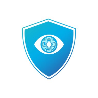 Göz ile güvenli koruma kalkanı. Beyaz arka plan üzerinde izole vektör çizim.