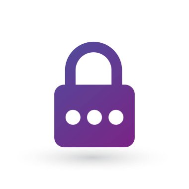 Şifre ve kilit. Basit bir ikon. Şifre korumalı. Beyaz arkaplanda izole edilmiş vektör illüstrasyonu.