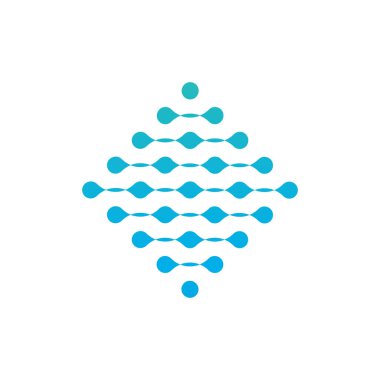 molekül vektör kare logo şablonu . Bilgisayar bilimleri ve mühendislik kavram simgeleri. Beyaz arka planda yalıtılmış vektör çizimi.