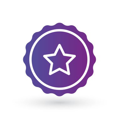 Mor eğimli pürüzsüz kenar patlaması, rozet, mühür ya da etrafında çizgi olan etiket. uygulamalar ve ambalaj için düz vektör çizimi, beyaz arkaplanda izole.