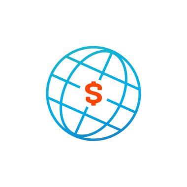 Dolar işaretli Business Economic Infographics küresi. Vektör illüstrasyonu beyaz arkaplanda izole edildi