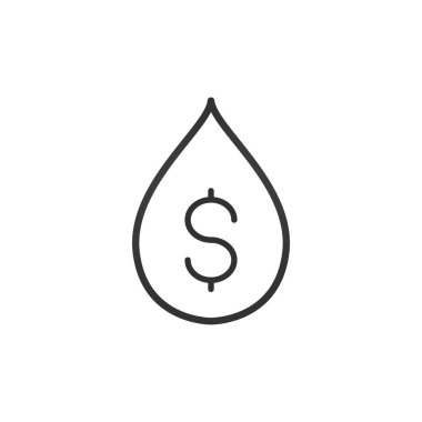 Doğrusal su veya yağ damlası ile dolar işareti. Vektör Illustration beyaz arka planda yalıtılmış.