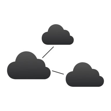 Bulutlar Bağlantıları vektör simgesi. Sosyal ağlar konsepti. Web ve yazılım arayüzleri için tasarlandı. Vektör illüstrasyonu beyaz arkaplanda izole edildi