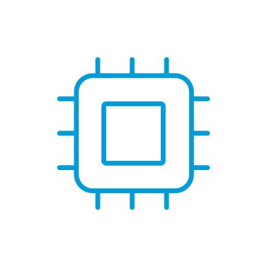 İşlemci doğrusal simgesi. Çekirdek. İnce çizgili çizim. Chip, çip seti. Vektör izole çizim. Düzenlenebilir vuruş.