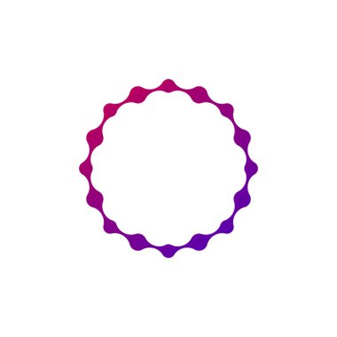 Soyut moleküler çember logosu. Birleştirilmiş noktalar kimya logosu. Virüs Güneşi veya Çiçek ikonu. Stok vektör illüstrasyonu beyaz arkaplanda izole edildi.