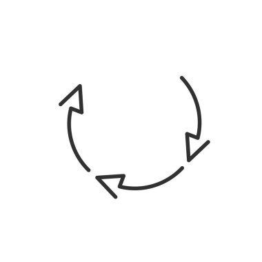 Bilgi grafiği için üç daire okları. Basit düz 360 diyagram simgesi. Düzenlenebilir konturiçeren doğrusal anahat okları. beyaz arka planda yalıtılmış vektör çizimi.