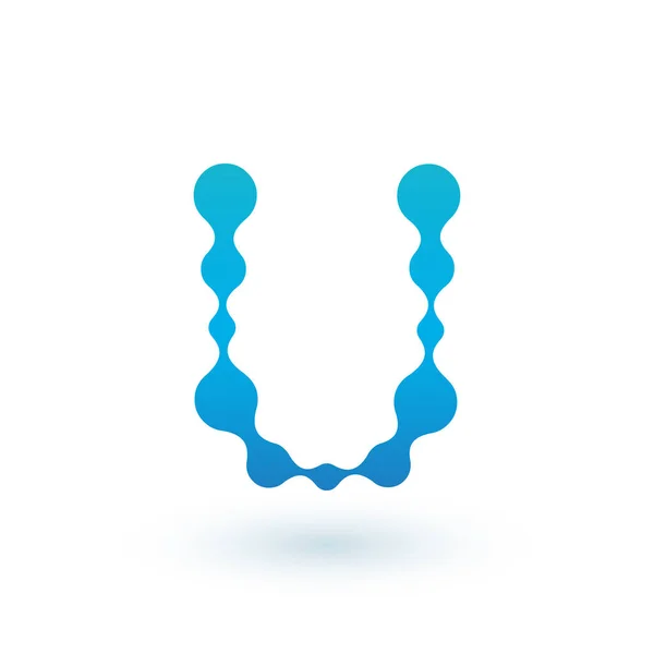 Água molecular inicial Carta U Logo design, Fluido líquido Elemento de Design com pontos e sombra. Ilustração do vetor de estoque isolado no fundo branco . — Vetor de Stock