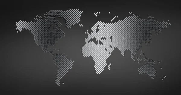 Mapa do mundo estilo pontilhado quadrado, ilustração vetorial isolada sobre fundo branco . —  Vetores de Stock